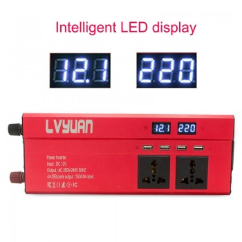 4000W/5000W Solar Car Power Inverter LED DC12/24V to AC110/220V Sine Wave Converter 4.8A 4 USB Interfaces