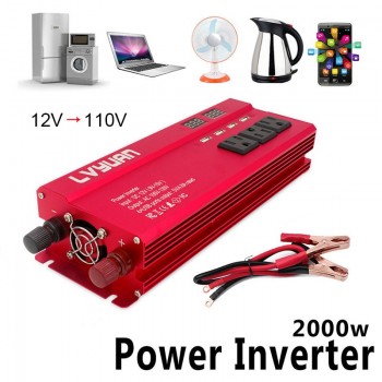 4000W/5000W Solar Car Power Inverter LED DC12/24V to AC110/220V Sine Wave Converter 4.8A 4 USB Interfaces