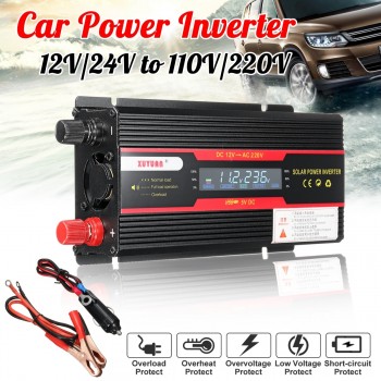 KROAK Car Inverter 1000W 12V 220V P eak Power Inverter Voltage Convertor Transformer 12V/24V To 110V/220V Inversor LCD Display