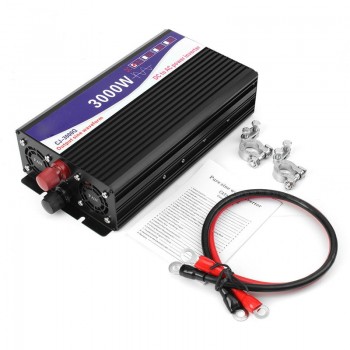 3000W Car Vehicle Power Inverter 12V DC To 220V AC Pure Sine Wave Converter Auto Transmitter Transformer Power Supply Inverter