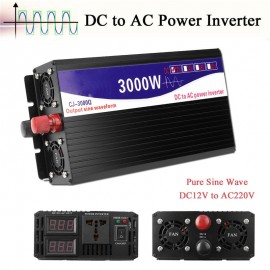 3000W Car Vehicle Power Inverter 12V DC To 220V AC Pure Sine Wave Converter Auto Transmitter Transformer Power Supply Inverter