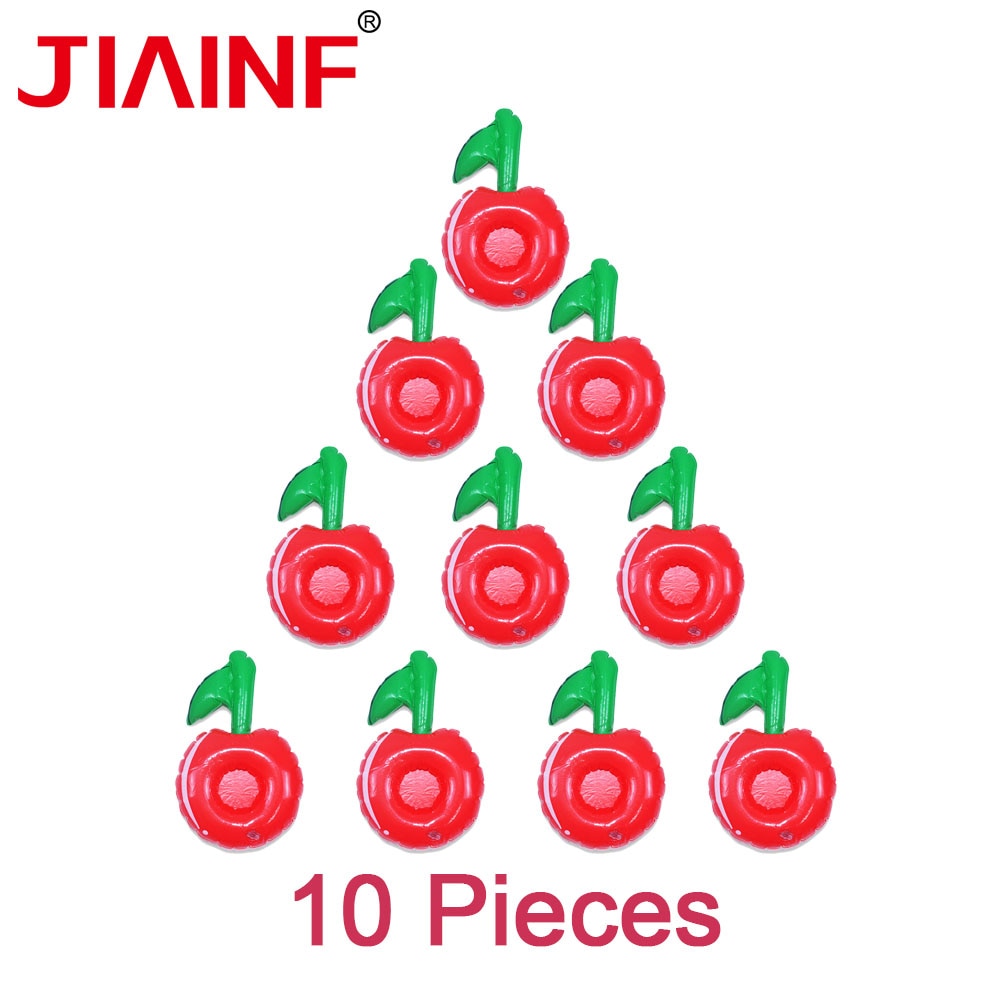 JIAINF 28cm 10 pcs red cherry drink holders pool float PVC inflatable beverage water cup holder summer 2018 kid adult water toys