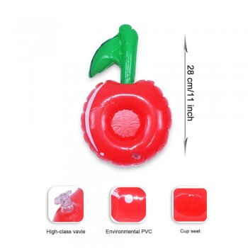 JIAINF 28cm 10 pcs red cherry drink holders pool float PVC inflatable beverage water cup holder summer 2018 kid adult water toys