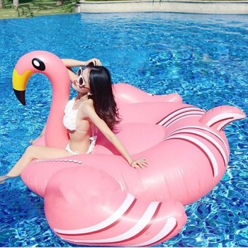190CM Giant Flamingo Inflatable Water Party Toys For Adults And Children Pink Ride-On Pool Float Swimming Ring Floating Raft