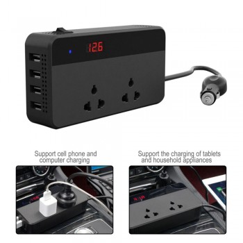 Car Inverters 200W Car Auto Power Inverter DC 12V to AC 220V with 4 USB Ports+ 2 220V Sockets Charger Splitter Car Accessories