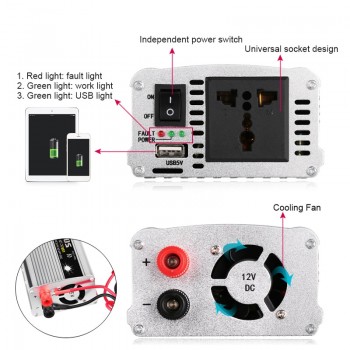 Urbanroad 500w Auto Car Voltage Converter Inverter 12v 220v Modified Sine Wave Inverter Cigarette Lighter Plug Power Converter