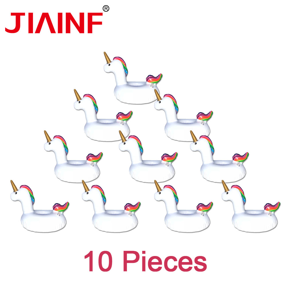 JIAINF Party Supplies Mini Unicorn Inflatable Cup Party Beverage Boats Phone Stand Holder Pool Toys Holder Drink Floating 10 pcs