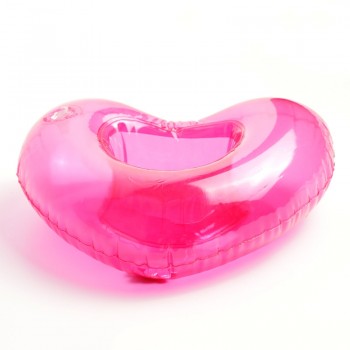 20*6cm Shape Heart PVC Lovely Economic Convenient Drink Holder Cup Inflatable Cup Holder Red Floating Summer Hawaii Toys AWE9561