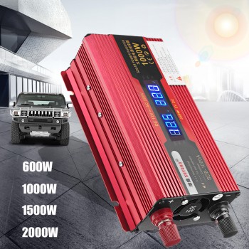 600/1000/1500/2000W LED Display DC 12V To AC 220V Car Power Inverter Charge USB with Fan