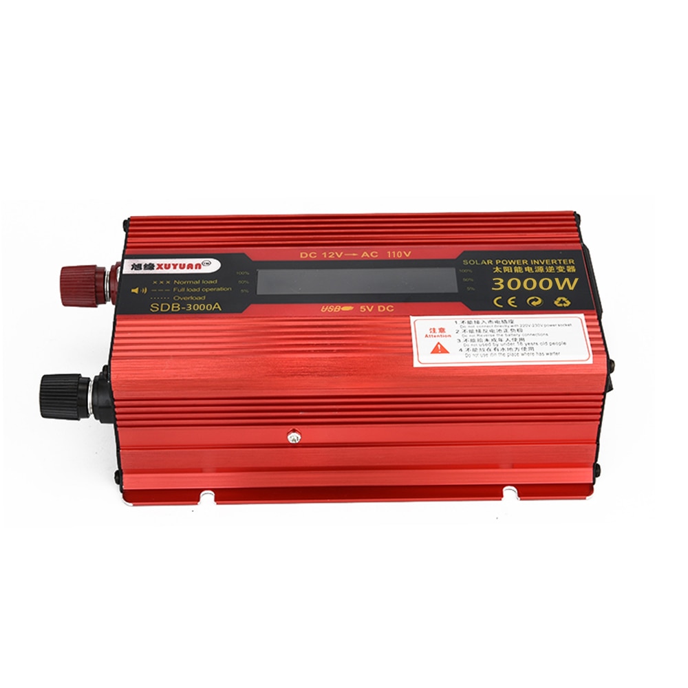 4 USB Interfaces 3000/4000W DC12/24V to AC110/220V  LED Digital Display Solar Car Power Inverter Converter