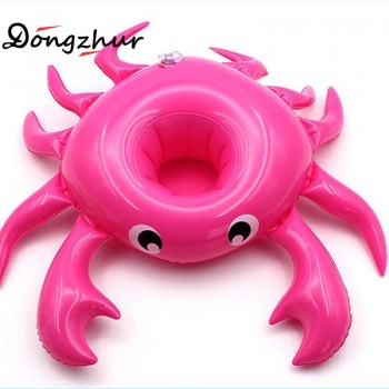 New Lovely Economic Convenient Drink Holder Cup Mats Inflatable Cup Holder Crab Rose Red Floating Summer Hawaii Toy AWE6818