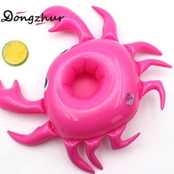 New Lovely Economic Convenient Drink Holder Cup Mats Inflatable Cup Holder Crab Rose Red Floating Summer Hawaii Toy AWE6818