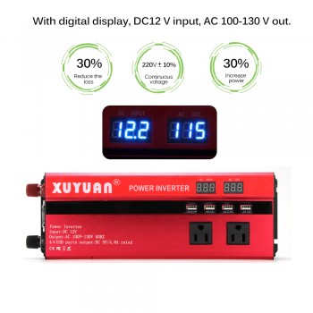 4000W/5000W Car Power Inverter LED DC12/24V to AC110/220V Sine Wave Converter 4 USB Interfaces