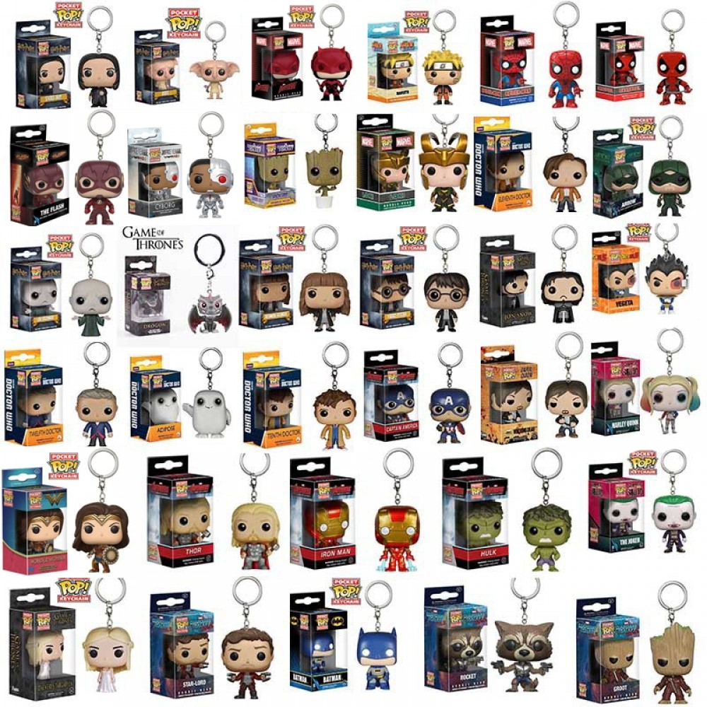 FUNKO POP Marvel Avengers Spider Loki Grootted Wonder Woman Harry Potter action figure model pocket keychain toys for kids gift