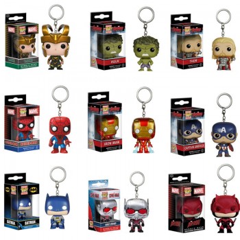 FUNKO POP Marvel Avengers Spider Loki Grootted Wonder Woman Harry Potter action figure model pocket keychain toys for kids gift