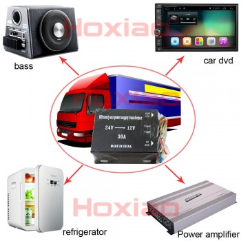 Step Down DC DC Converter 24V TO 12V 30A 360W use for Trucks Audio Subwoofer DVD  Car Power Supply inverter