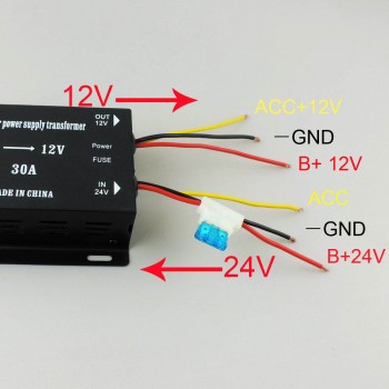 Step Down DC DC Converter 24V TO 12V 30A 360W use for Trucks Audio Subwoofer DVD  Car Power Supply inverter