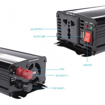 1000W Peak Car Power Inverter DC 12V/24V To AC 220V 50Hz Auto Inverters Cars DC AC Voltage Charger Converter USB ON/OFF Switch