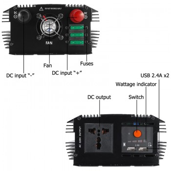 Inverter 12V 220V 6000W Peaks Auto Modified Sine Wave Voltage Transformer Power Inverter Converter Car Charge USB 3000W