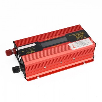 Aluminum Alloy Car Power Inverter Converter 4000W DC12/24V to AC110/220V 4 USB Interfaces LED Digital Display Solar