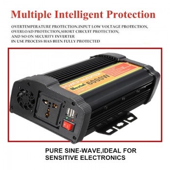 Solar Power Inverter 2000/6000/8000/12000W Peaks 12V 220V Modified Sine Wave Voltage Transformer Converter Car Charge USB