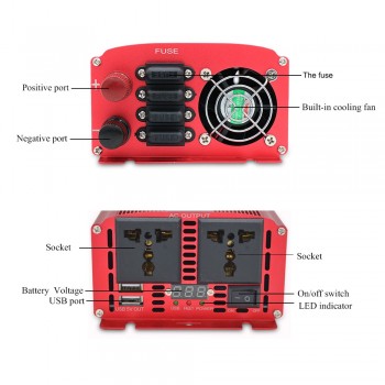 Car Power Inverter DC 12V to AC 230V 3000W Vehicle dual USB Adapter Converter Car Inverter Power Supply Switch On-board Charger