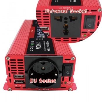 6000W Peak 6000Watt DC 12V/24V to AC 220V 230V 240V Auto Inverter LCD Display Power Inverter EU/ Universal Outlet with Cigarette
