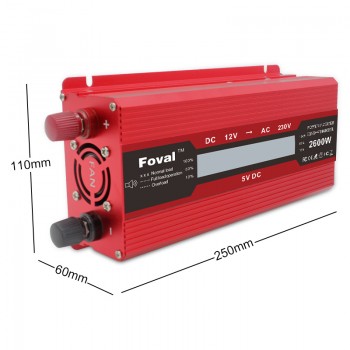 6000W Peak 6000Watt DC 12V/24V to AC 220V 230V 240V Auto Inverter LCD Display Power Inverter EU/ Universal Outlet with Cigarette