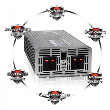 2019 2500W Power Inverter DC 12V TO AC 220V Pure Sine Wave USB Solar Car Power Inverter Peak Power Free Shipping