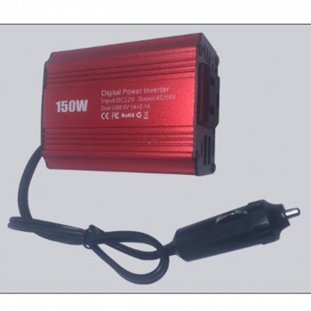 1pc 150W Power Converter Car Inverter 12V DC To 220V AC Power Adapter Converter Auto Car Power Supply With EU Plug - Red