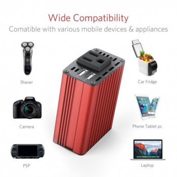 1pc 150W Power Converter Car Inverter 12V DC To 220V AC Power Adapter Converter Auto Car Power Supply With EU Plug - Red