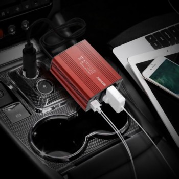 1pc 150W Power Converter Car Inverter 12V DC To 220V AC Power Adapter Converter Auto Car Power Supply With EU Plug - Red