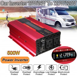 500W Car Inverter 12V 220V Power Inverter Voltage Convertor Transformer 12V/24V 110V/220V Inversor Universal/US Plug