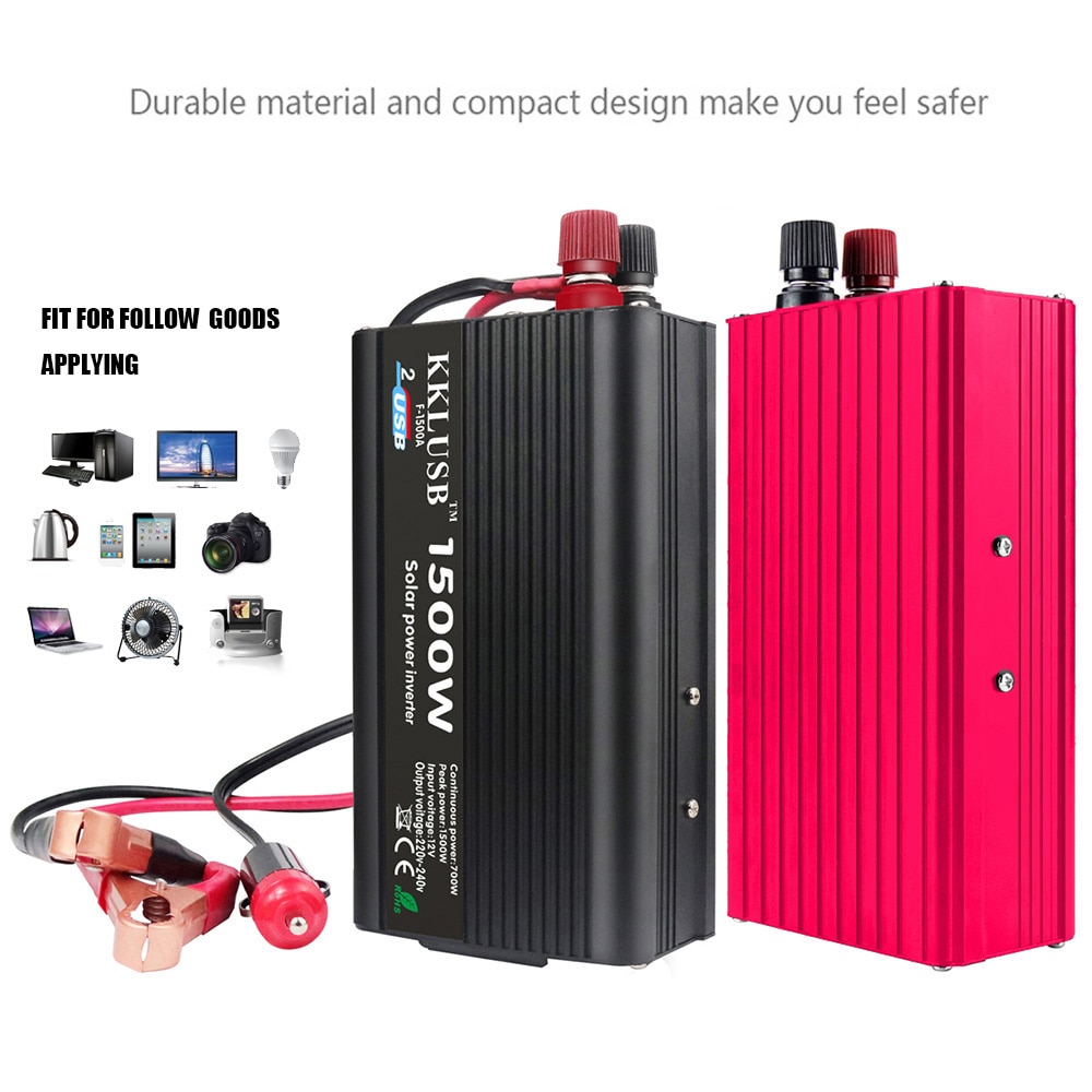 1500 W Car Inverter DC 12 V To AC 220 V Charger Converter Sturdy and Durable Vehicle Power Over-voltage protection Supply Switch