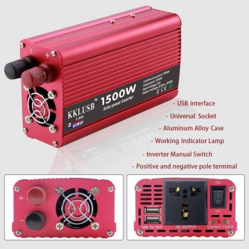 1500 W Car Inverter DC 12 V To AC 220 V Charger Converter Sturdy and Durable Vehicle Power Over-voltage protection Supply Switch