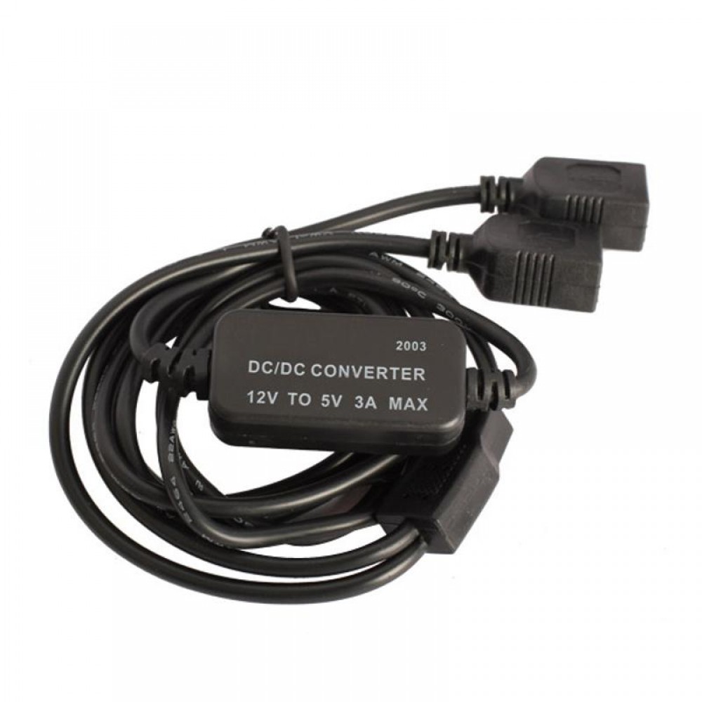 12V to 5V 3A 15W Double USB Female Socket DC-DC Buck Converter Step Down Module Car Charger Converter Aux Cable Cord Wire