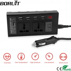 BORUiT 200W Car Inverter DC 12V To AC 220V with 4 USB Socket Charger Auto Cigarette Lighter Automobiles Car-styling Accessories