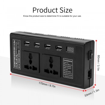 BORUiT 200W Car Inverter DC 12V To AC 220V with 4 USB Socket Charger Auto Cigarette Lighter Automobiles Car-styling Accessories