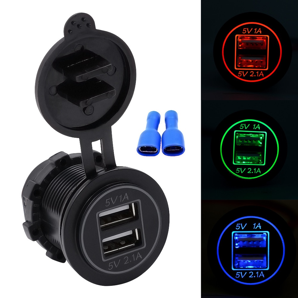 WUPP Universal  Motorcycle Car 5V 3.1A Dual USB Charger Socket Adapter Power Outlet for 12V 24V  for phone Waterproof Durable