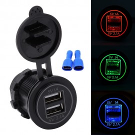 WUPP Universal  Motorcycle Car 5V 3.1A Dual USB Charger Socket Adapter Power Outlet for 12V 24V  for phone Waterproof Durable