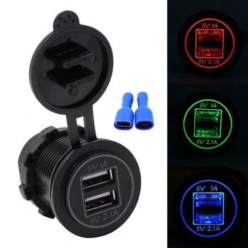 WUPP Universal  Motorcycle Car 5V 3.1A Dual USB Charger Socket Adapter Power Outlet for 12V 24V  for phone Waterproof Durable