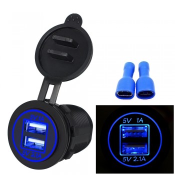 WUPP Universal  Motorcycle Car 5V 3.1A Dual USB Charger Socket Adapter Power Outlet for 12V 24V  for phone Waterproof Durable
