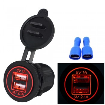 WUPP Universal  Motorcycle Car 5V 3.1A Dual USB Charger Socket Adapter Power Outlet for 12V 24V  for phone Waterproof Durable