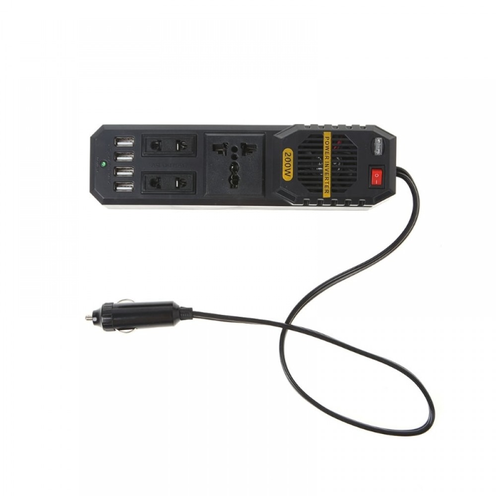 200W Car 4 Port USB 12V DC to AC 220V Vehicle Power Inverter Adapter Converter