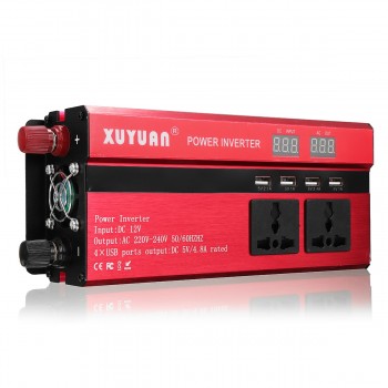 Inverter 12V 220V 4000W Peak Car Power Inverter Voltage Transformer Converter 12 220 Charger Solar Inversor 12V 220V LCD Display