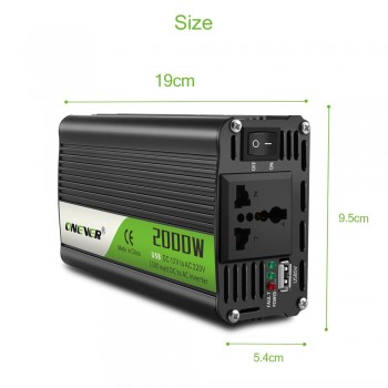 2000W Car Power Inverter Converter DC 12V to AC 220V Modified Sine Wave Power USB Charger Intelligent Temperature Control