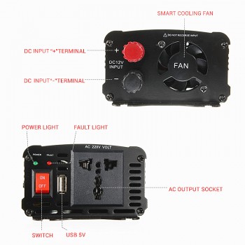 Inverter 600/1000/2000/3000W Peaks 12V 220V Modified Sine Wave Voltage Transformer Power Inverter Converter Car Charge USB