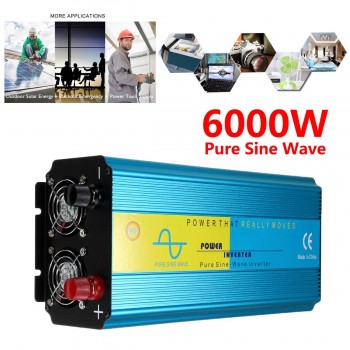 6000W DC12/24V To 220V Pure Sine Wave Caravan Watt Power Inverter Car Camping Insurance Light Weight Intelligent Control Buzzer