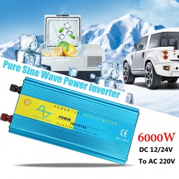 6000W DC12/24V To 220V Pure Sine Wave Caravan Watt Power Inverter Car Camping Insurance Light Weight Intelligent Control Buzzer