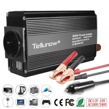 500W Auto Power Inverter DC 12V To AC 110V/220V  Car Converter With 4.2A Dual Usb And 2 Ac Outlets For Smartphones, Tablet